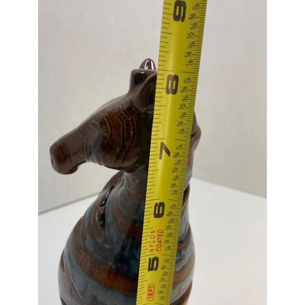 Vintage Pier 1 Marbled Hollow Pottery Zebra Figurine blue‎ 8